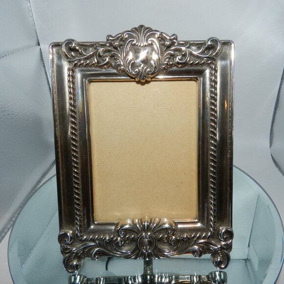 Vintage Brighton Silver Tone Engraved Ribbon & Scroll Photo Picture Frame - Picture 1 of 10